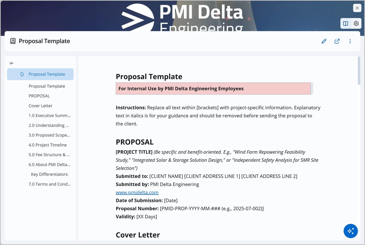 A FlexDoc with a list of page names on the left side and the document content, comprised of text and images, on the right side.
