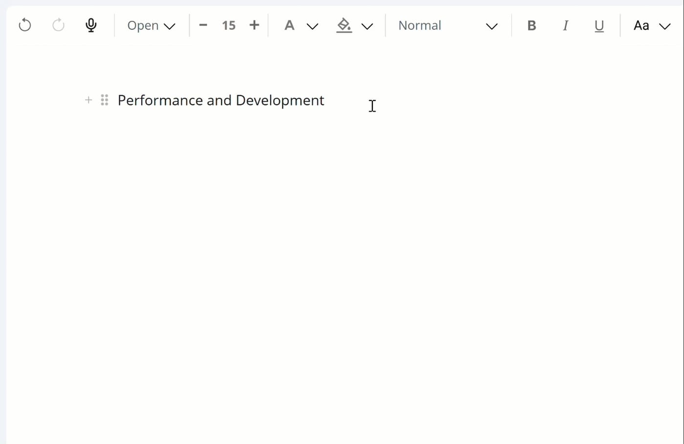 A forward slash typed in the FlexDoc Editor followed by the letters he, with a dropdown listing Heading 1, Heading 2, and Heading 3
