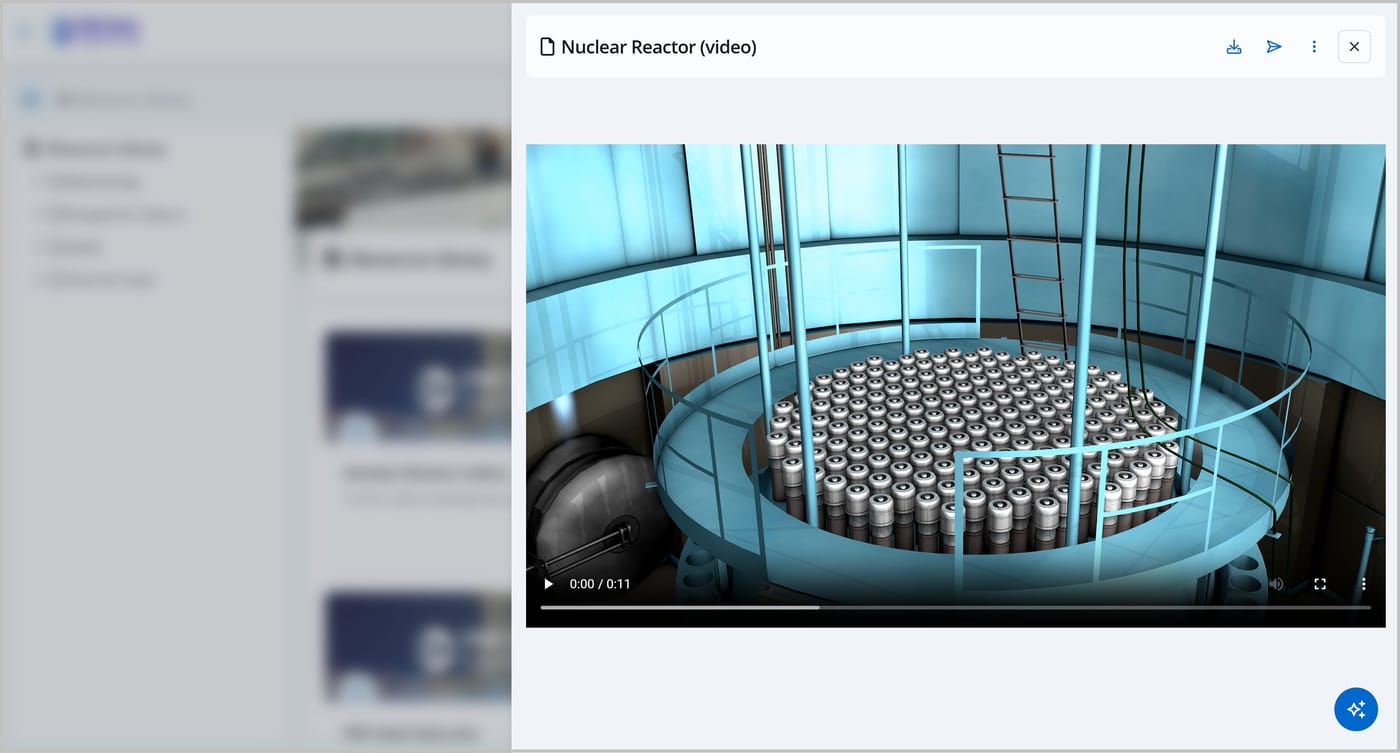 A file preview panel showing a video file with playback controls visible at the bottom of the video window.