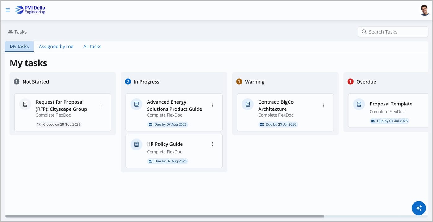 The Tasks page.